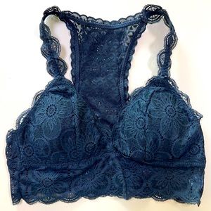 Aerie black lace bralette - racer back straps with removable pads - S/P -EUC